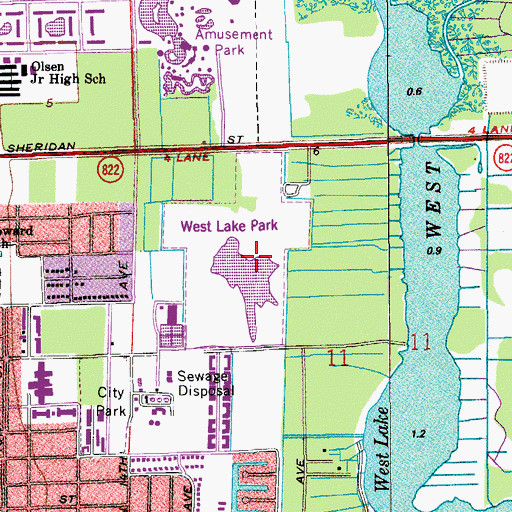 Topographic Map of West Lake Park, FL