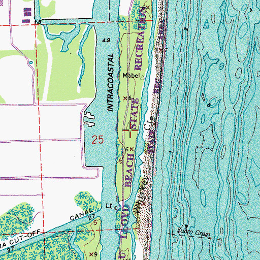 Topographic Map of John U Lloyd Beach State Park, FL