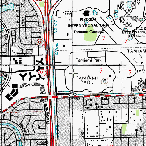 Topographic Map of Tamiami Park, FL