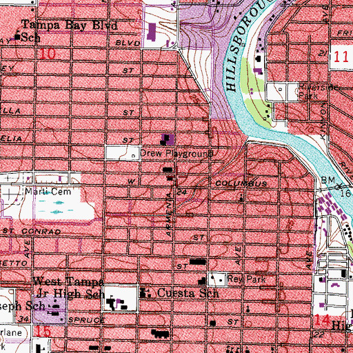 Topographic Map of Villa Madonna, FL