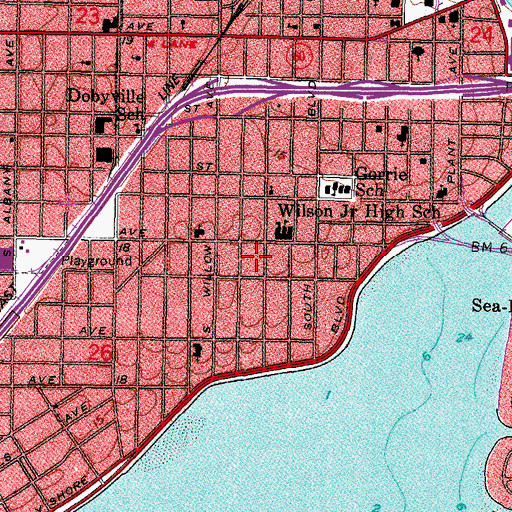 Topographic Map of Taylor Memorial Baptist Day School, FL