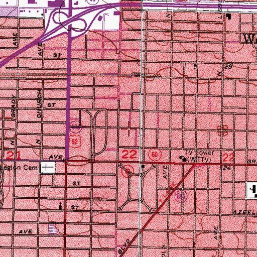 Topographic Map of Tampa Reading Clinic and Day School, FL