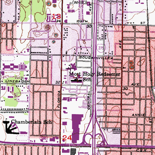 Topographic Map of Most Holy Redeemer Inter-Parochial School, FL
