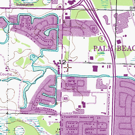 Topographic Map of Greenacres Country Day School, FL