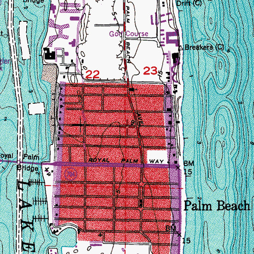 Topographic Map of Palm Beach Day School, FL
