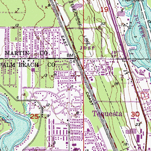 Topographic Map of Treasure Private School, FL