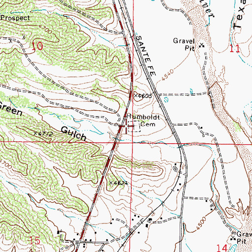 Topographic Map of Humboldt Cemetery, AZ