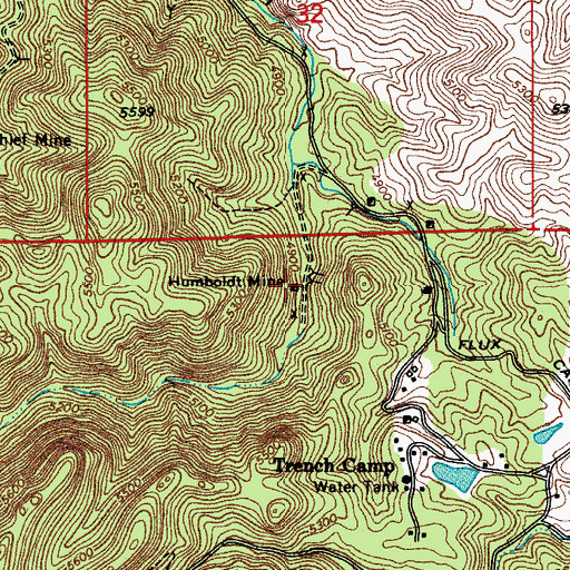 Topographic Map of Humboldt Mine, AZ