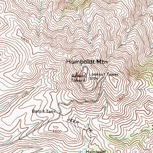 Topographic Map of Humboldt Mountain, AZ