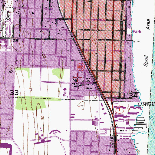 Topographic Map of Palm Beach Christian Academy, FL