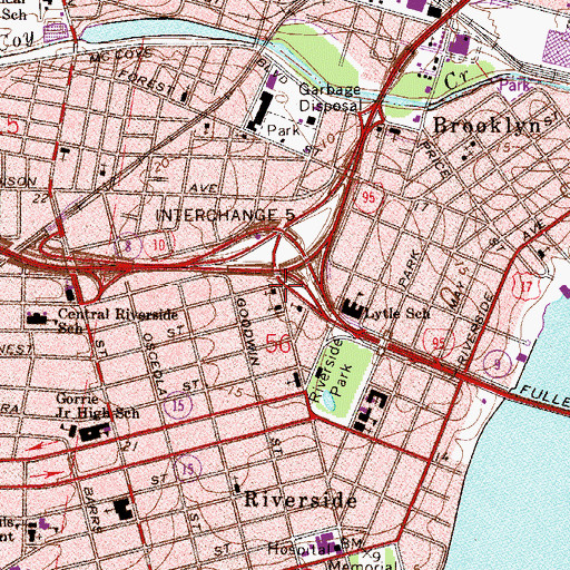 Topographic Map of Riverside Assembly of God Church, FL