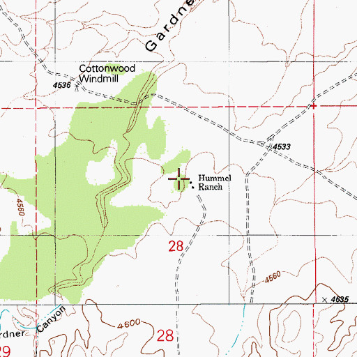 Topographic Map of Hummel Ranch, AZ