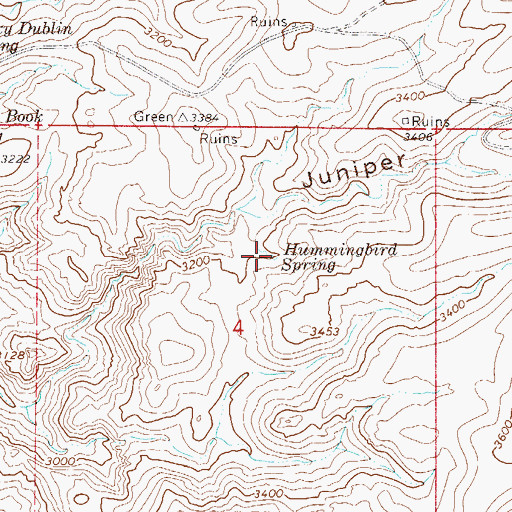 Topographic Map of Hummingbird Spring, AZ