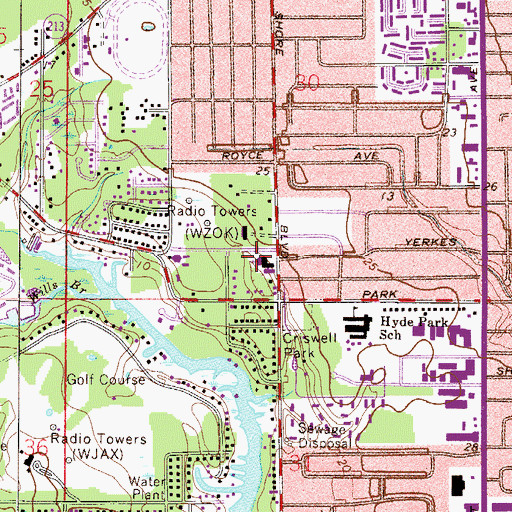 Topographic Map of Tabernacle Baptist Church, FL