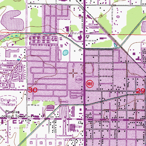 Topographic Map of Church of Christ Skyview, FL
