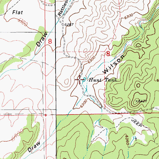 Topographic Map of Hunt Tank, AZ