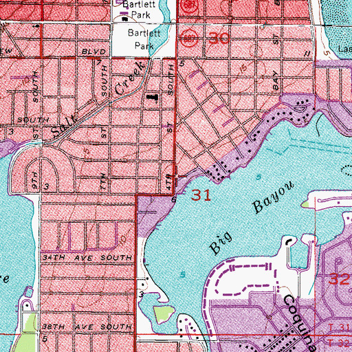 Topographic Map of Downtown Open Bible Church, FL