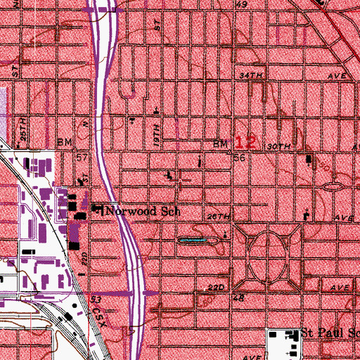 Topographic Map of Central Bible Church, FL