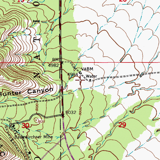 Topographic Map of Hunter Canyon, AZ