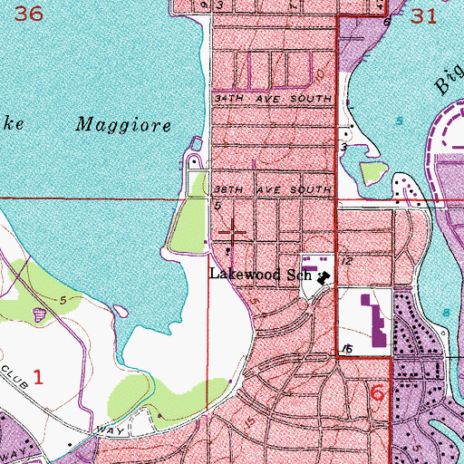 Topographic Map of Lake Maggiore Baptist Church, FL