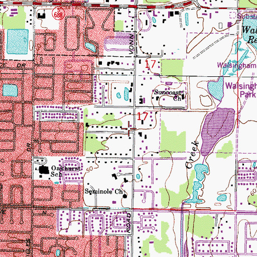Topographic Map of Seminole First Baptist Church, FL
