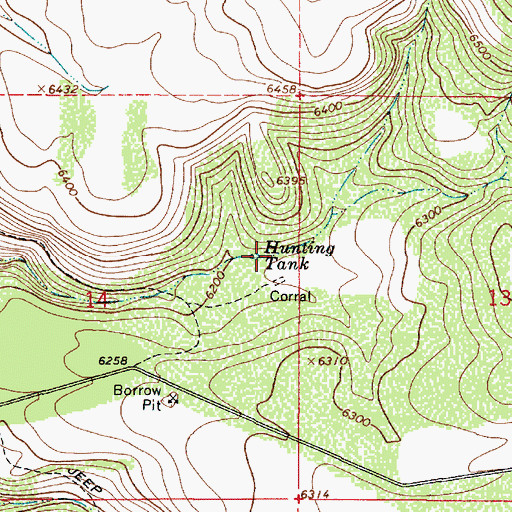 Topographic Map of Hunting Tank, AZ