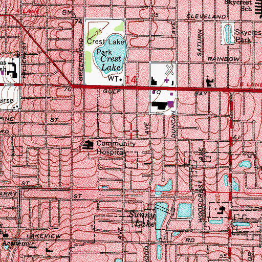 Topographic Map of Unitarian Universalist Church of Clearwater, FL