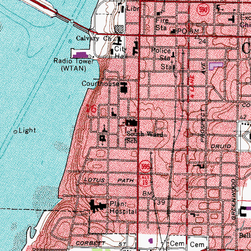 Topographic Map of Saint Johns Episcopal Church, FL