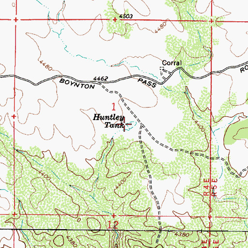 Topographic Map of Huntley Tank, AZ
