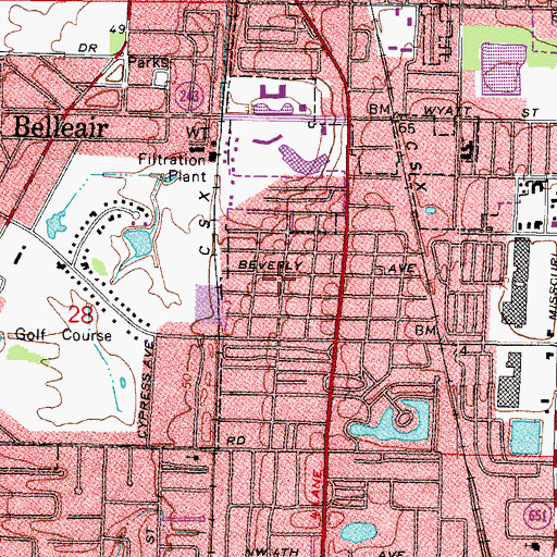 Topographic Map of Bethel Lutheran Church, FL