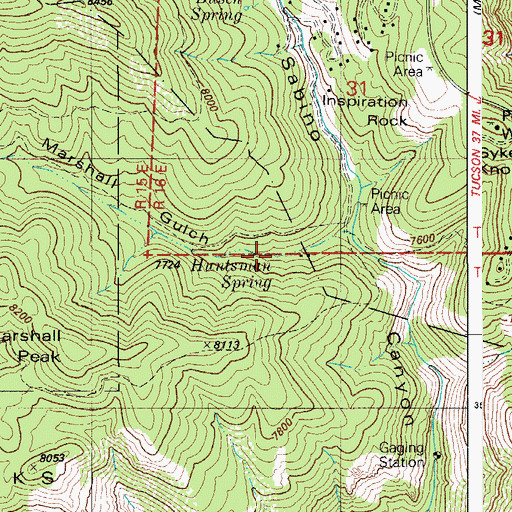 Topographic Map of Huntsman Spring, AZ
