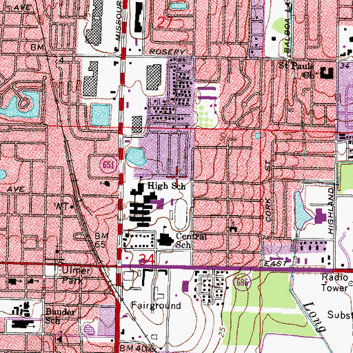 Topographic Map of Central Church of the Nazarene, FL