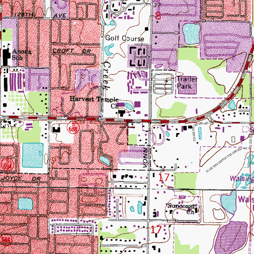 Topographic Map of Harvest Temple Church of God, FL