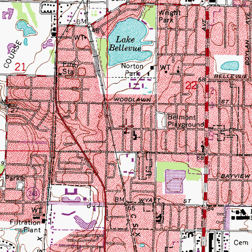 Topographic Map of Woodlawn Church of God, FL