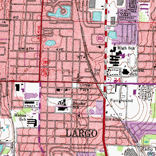 Topographic Map of Rogate Lutheran Church of the Deaf, FL