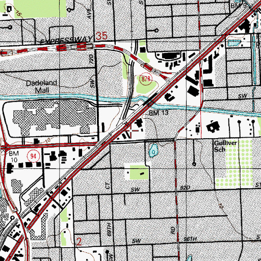 Topographic Map of Kendall United Methodist Church, FL