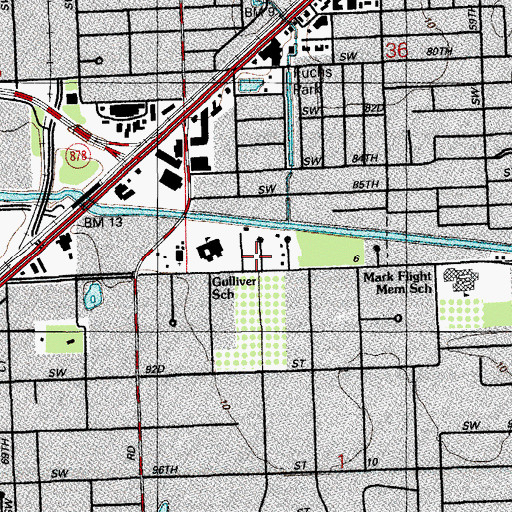 Topographic Map of Saint Andrew Greek Orthodox Church of Kendall, FL