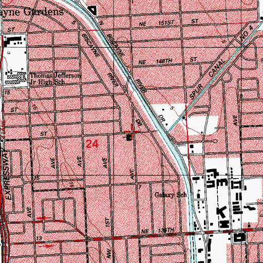 Topographic Map of North Miami Avenue Church of God, FL