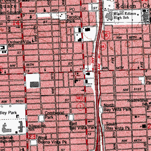 Topographic Map of Miami Church of Religious Science, FL