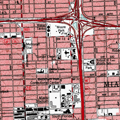 Topographic Map of Lively Stone Church of Miami, FL