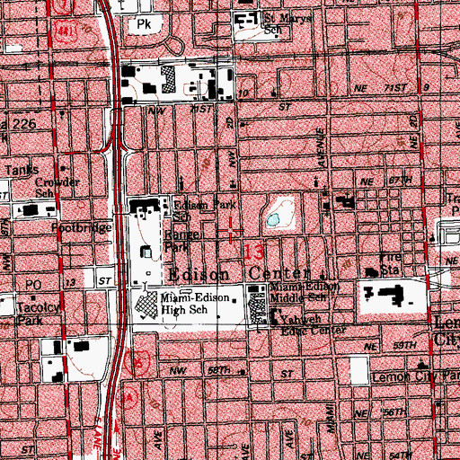 Topographic Map of Granada Presbyterian Church, FL