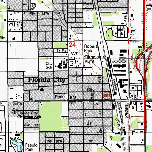 Topographic Map of Old Curer Presbyterian Church, FL