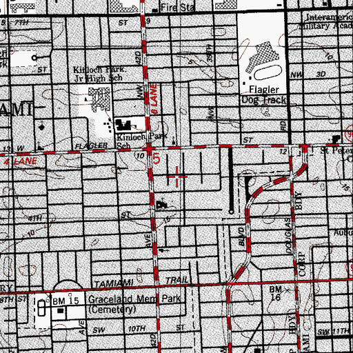 Topographic Map of Saint Peters Lutheran Church, FL