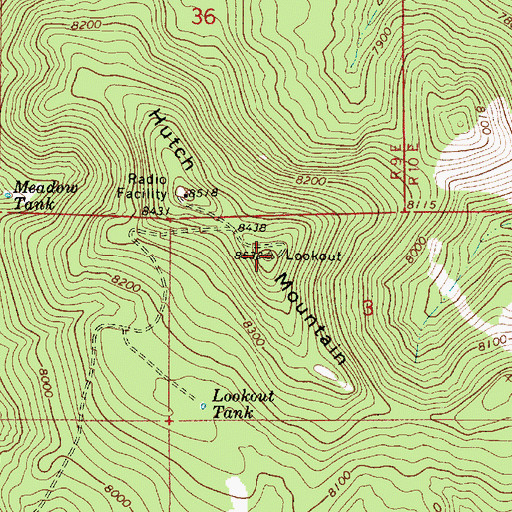 Topographic Map of Hutch Mountain, AZ