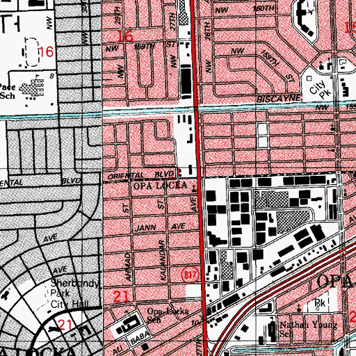 Topographic Map of Iglesia de Cristo en Opa-Locka, FL