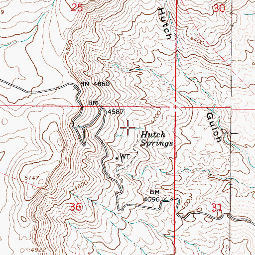 Topographic Map of Hutch Springs, AZ