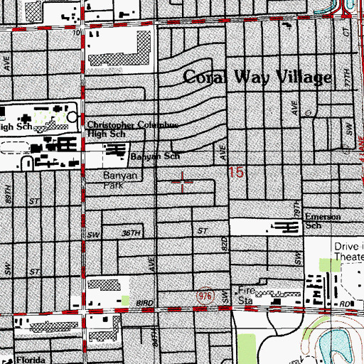 Topographic Map of Coral Way United Methodist Church, FL