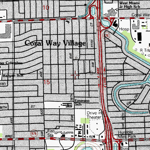 Topographic Map of Coral Way Hispanic United Methodist Church, FL