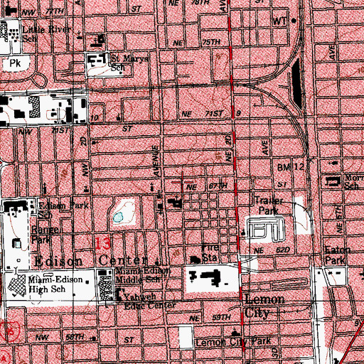 Topographic Map of Northeast Baptist Church, FL