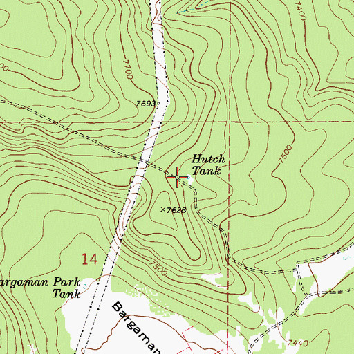 Topographic Map of Hutch Tank, AZ